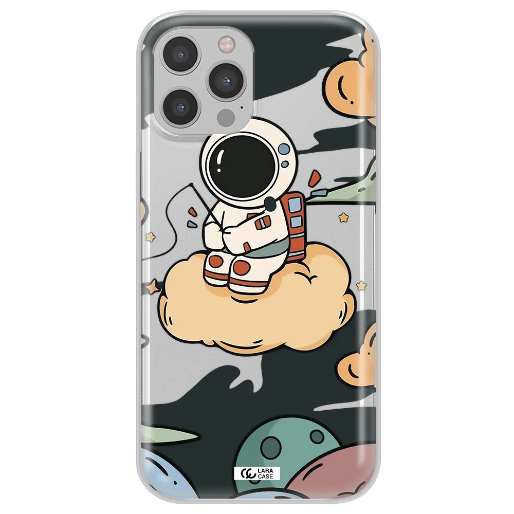 a cartoon astronaut sitting on a cloud Apple iPhone 12 pro Clear TPU Case