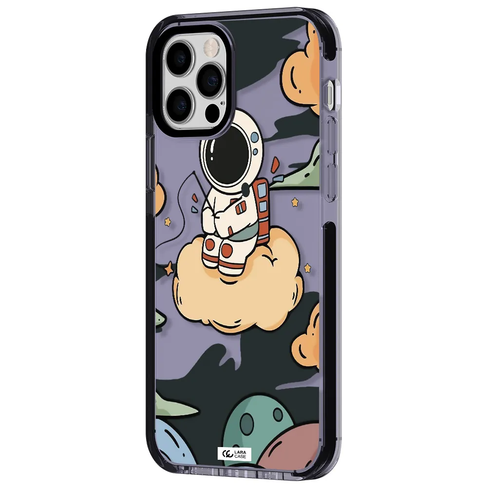 a cartoon astronaut sitting on a cloud Apple iPhone 12 pro impact Lilac Case
