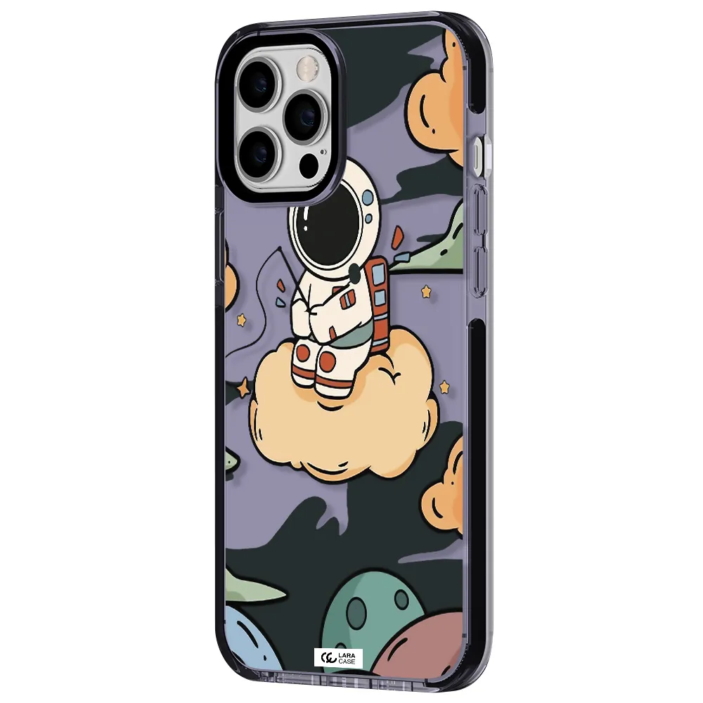 a cartoon astronaut sitting on a cloud Apple iPhone 12 pro max impact Lilac Case
