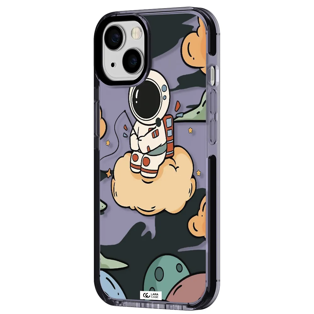 a cartoon astronaut sitting on a cloud Apple iPhone 13 impact Lilac Case