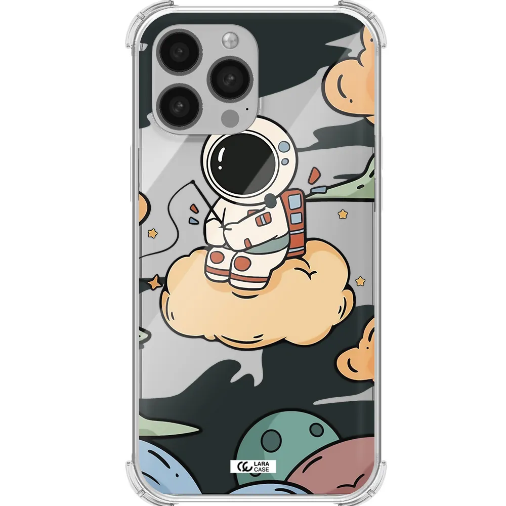 a cartoon astronaut sitting on a cloud Apple iPhone 13 Pro Max Clear PC Case