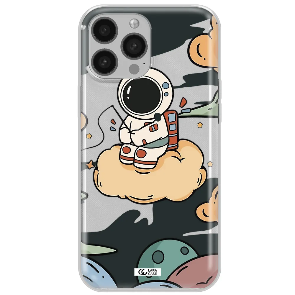a cartoon astronaut sitting on a cloud Apple iPhone 13 Pro Max Clear TPU Case