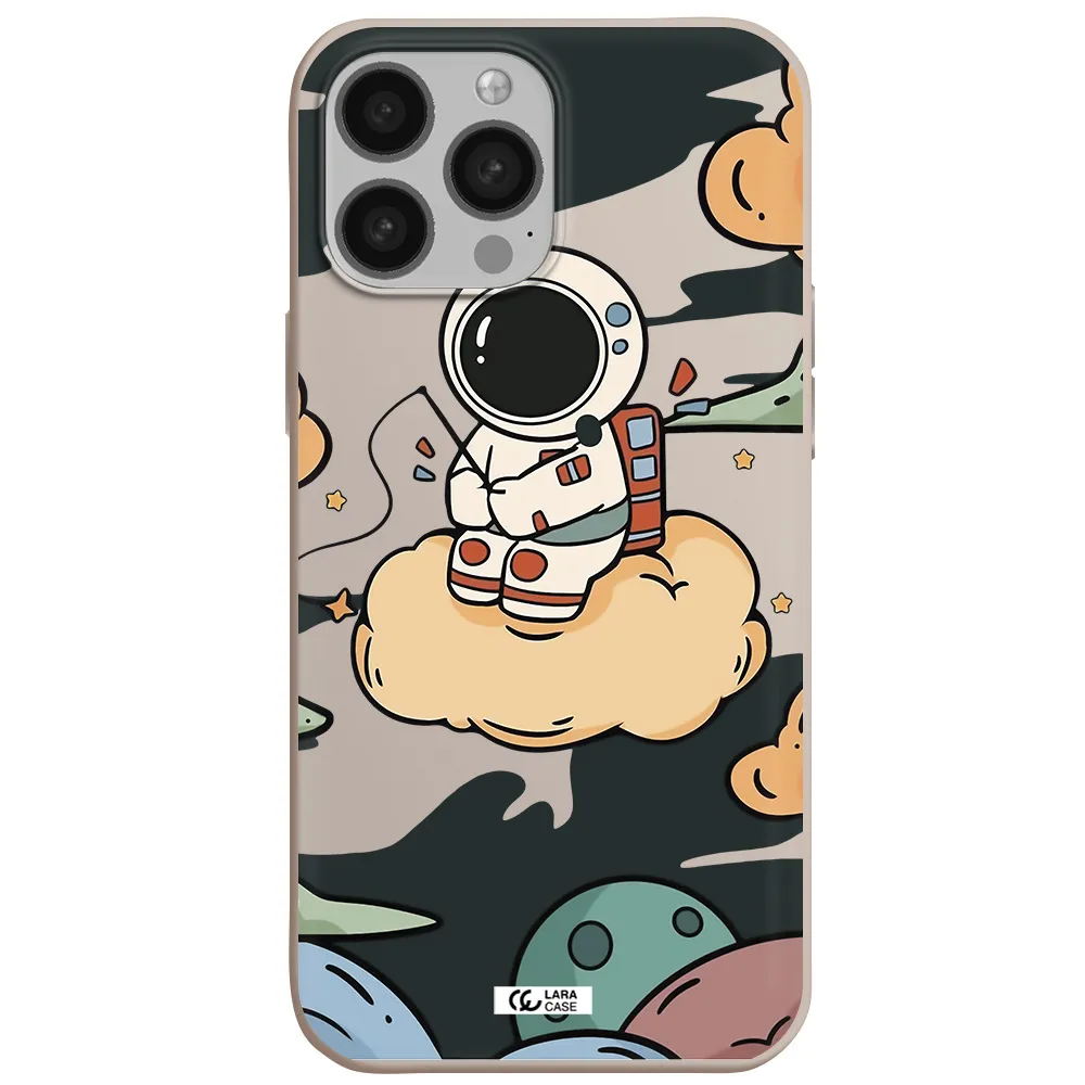 a cartoon astronaut sitting on a cloud Apple iPhone 13 Pro Max Silicone Stone Case