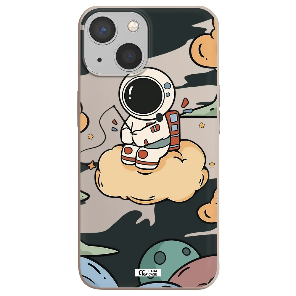 a cartoon astronaut sitting on a cloud Apple iPhone 13 Silicone Stone Case
