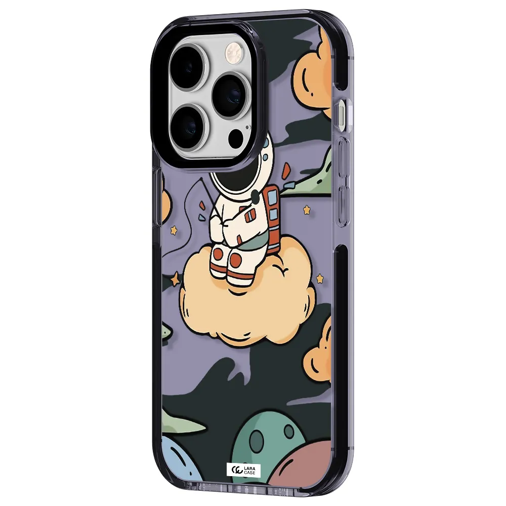 a cartoon astronaut sitting on a cloud Apple iPhone 14 pro impact Lilac Case