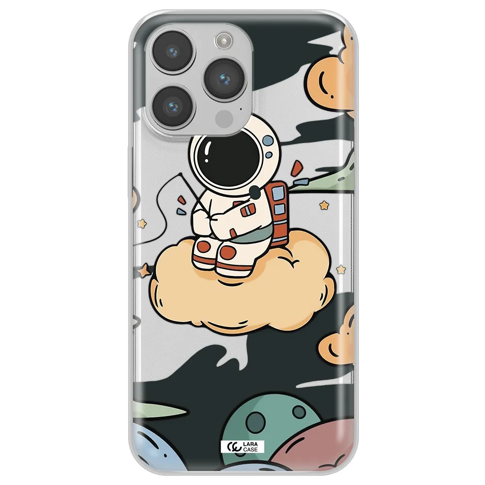 a cartoon astronaut sitting on a cloud Apple iPhone 14 pro max Clear TPU Case