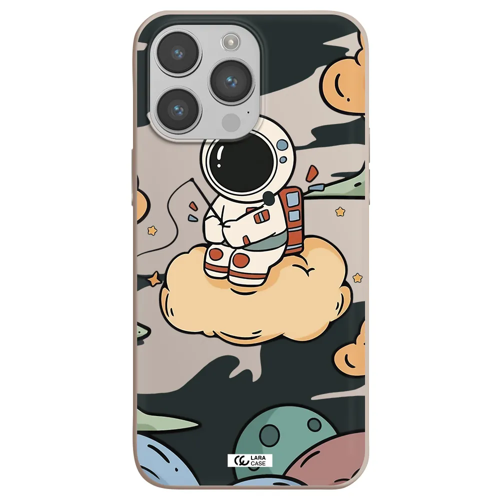 a cartoon astronaut sitting on a cloud Apple iPhone 14 pro max Silicone Stone Case