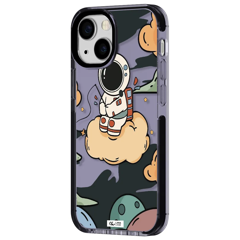 a cartoon astronaut sitting on a cloud Apple iPhone 15 impact Lilac Case