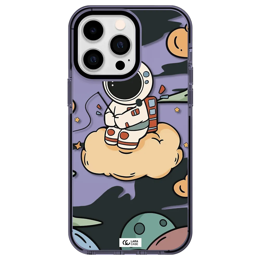 a cartoon astronaut sitting on a cloud Apple iPhone 15 Pro Max impact Lilac Case