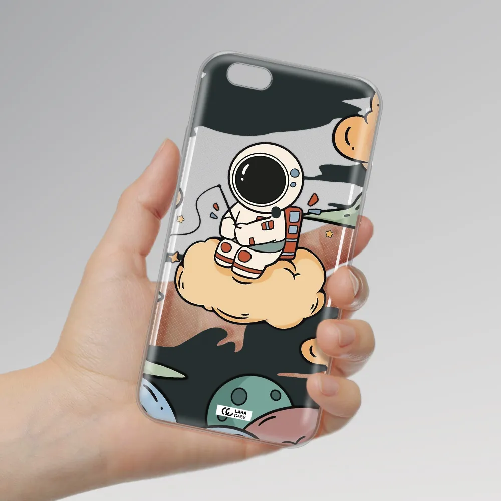 a cartoon astronaut sitting on a cloud Apple iPhone 6 Clear TPU Case