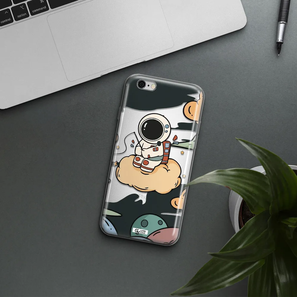 a cartoon astronaut sitting on a cloud Apple iPhone 6 plus Clear TPU Case