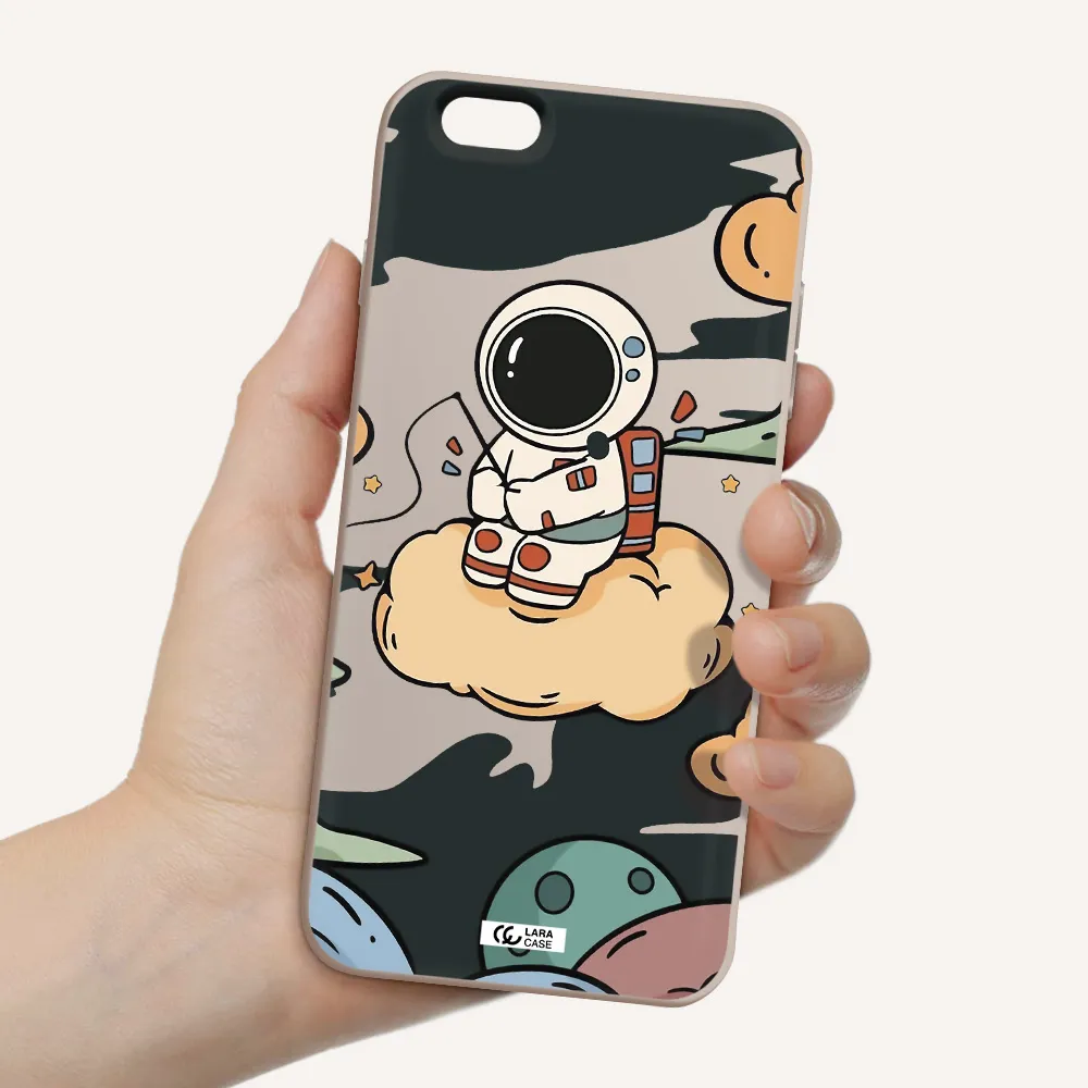 a cartoon astronaut sitting on a cloud Apple iPhone 6 plus Silicone Stone Case