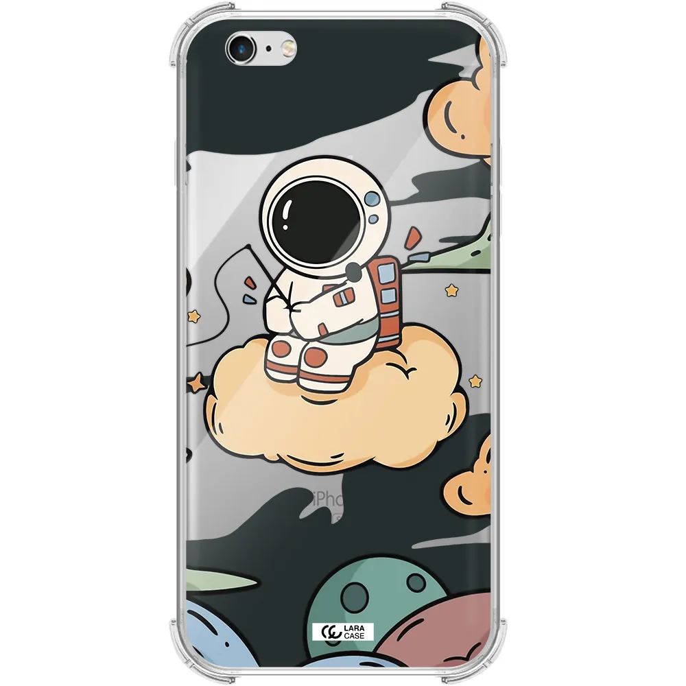 a cartoon astronaut sitting on a cloud Apple iPhone 6 s plus Clear PC Case