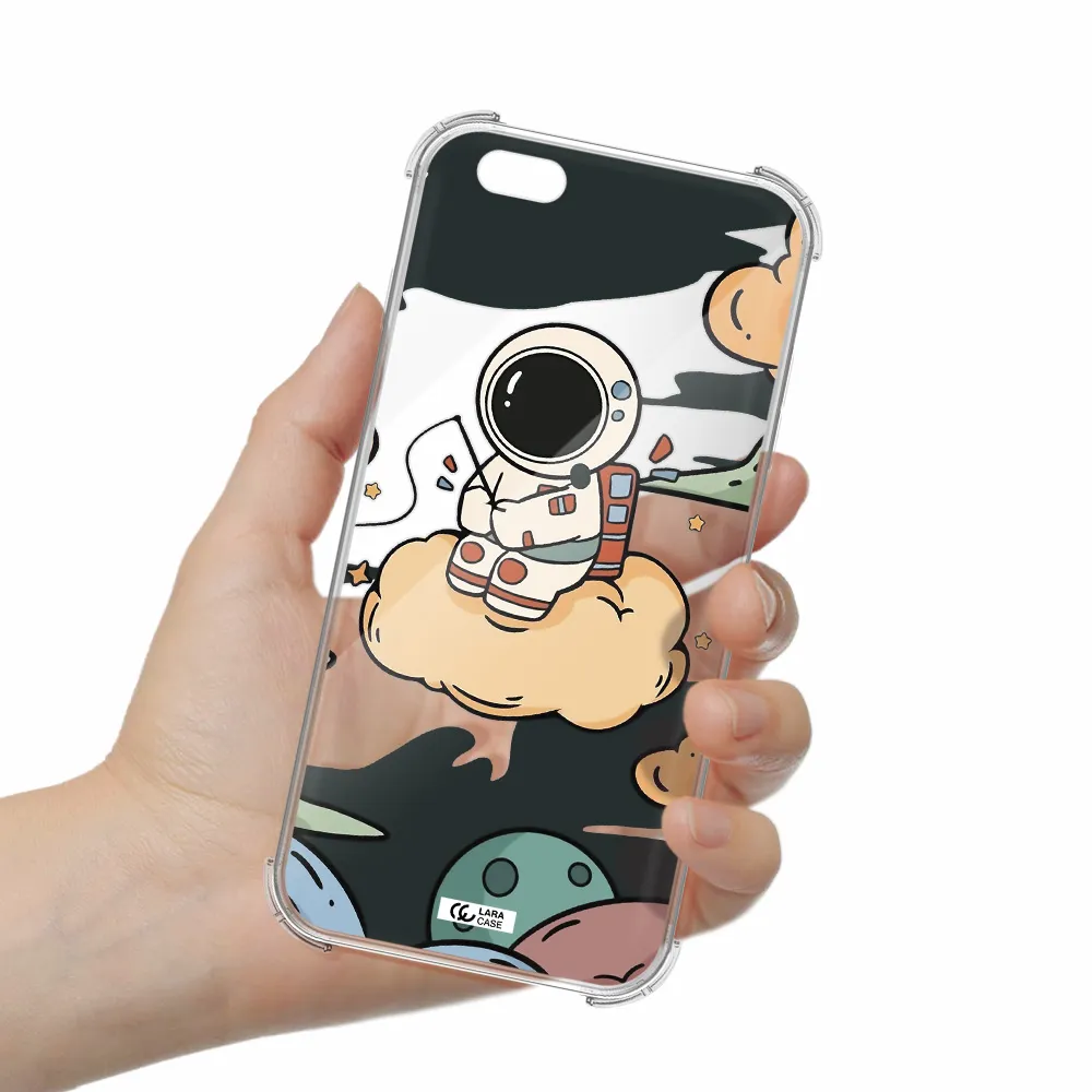 a cartoon astronaut sitting on a cloud Apple iPhone 6 s plus Clear PC Case