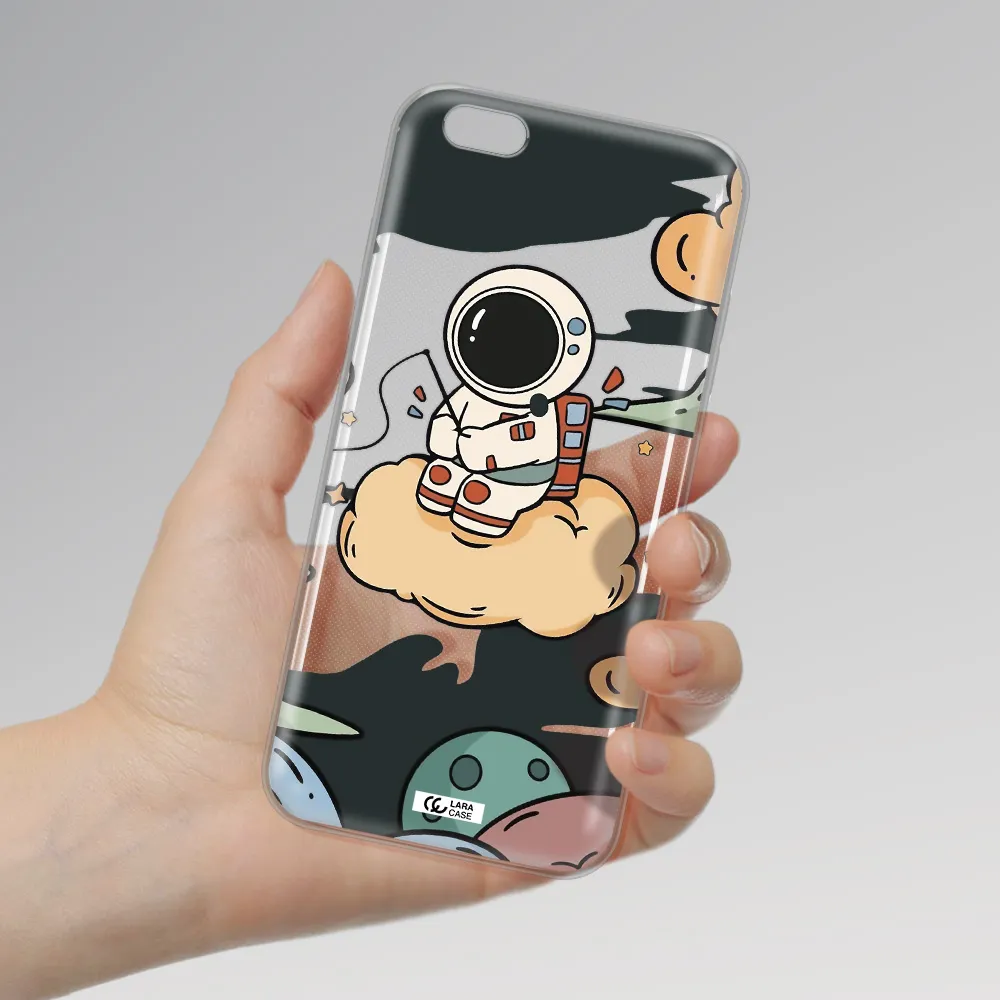 a cartoon astronaut sitting on a cloud Apple iPhone 6 s plus Clear TPU Case