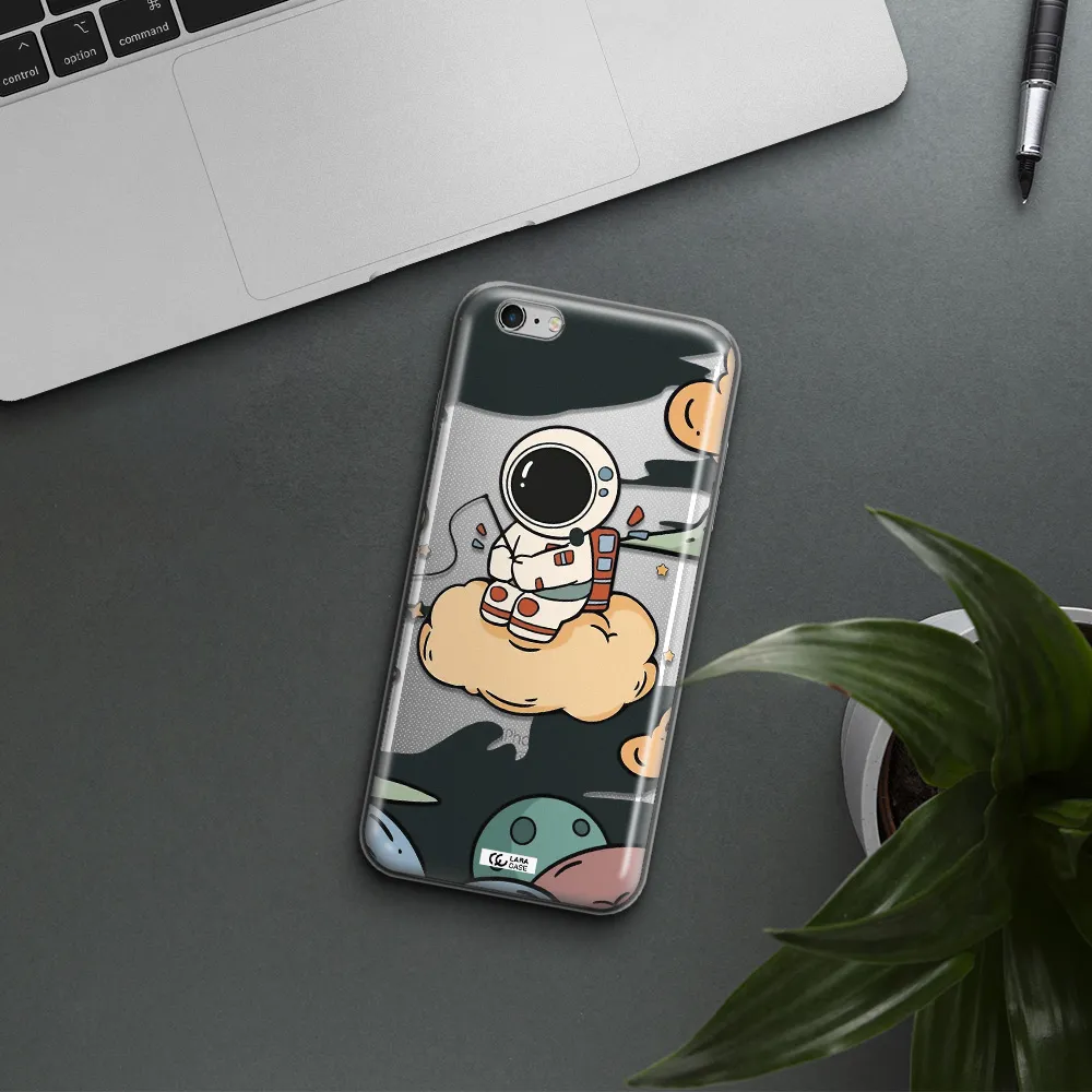 a cartoon astronaut sitting on a cloud Apple iPhone 6 s plus Clear TPU Case