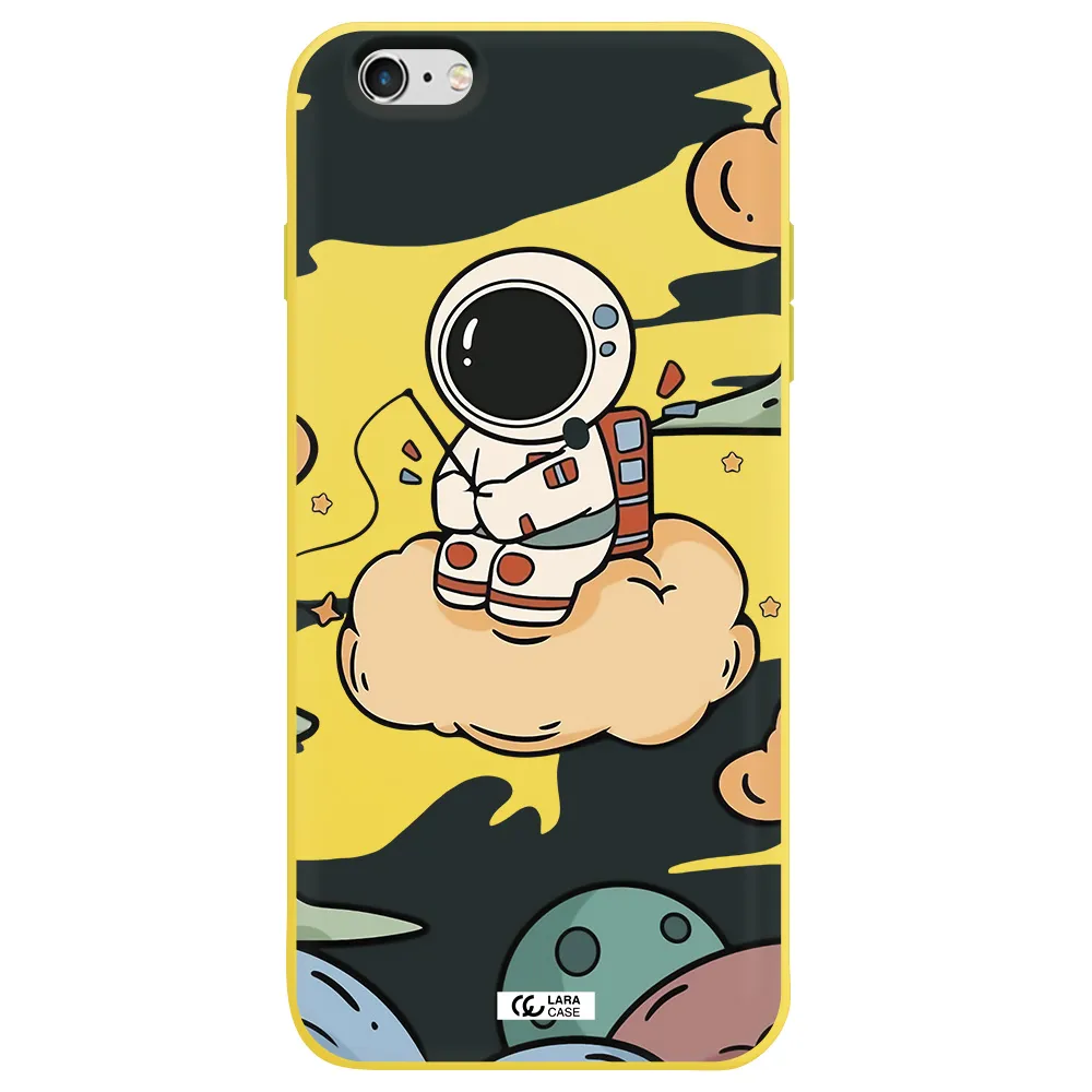 a cartoon astronaut sitting on a cloud Apple iPhone 6 s plus Silicone canary yellow Case