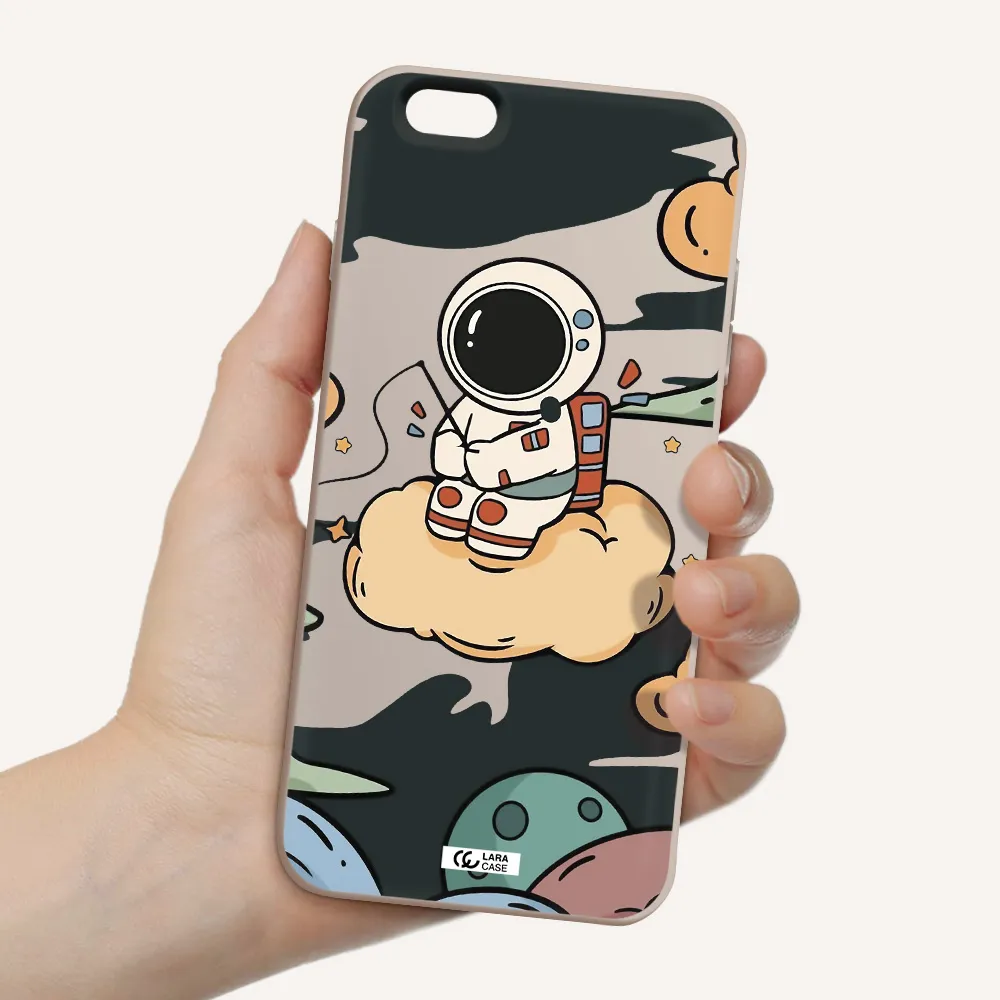 a cartoon astronaut sitting on a cloud Apple iPhone 6 s plus Silicone Stone Case