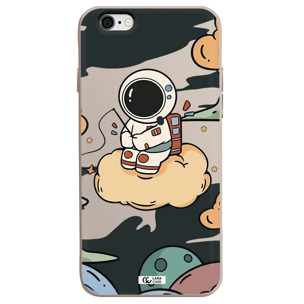 a cartoon astronaut sitting on a cloud Apple iPhone 6 Silicone Stone Case