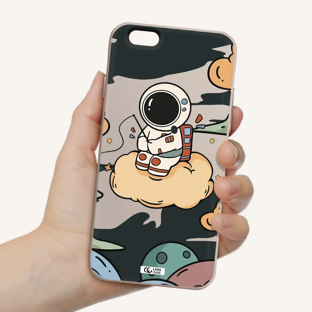 a cartoon astronaut sitting on a cloud Apple iPhone 6 Silicone Stone Case