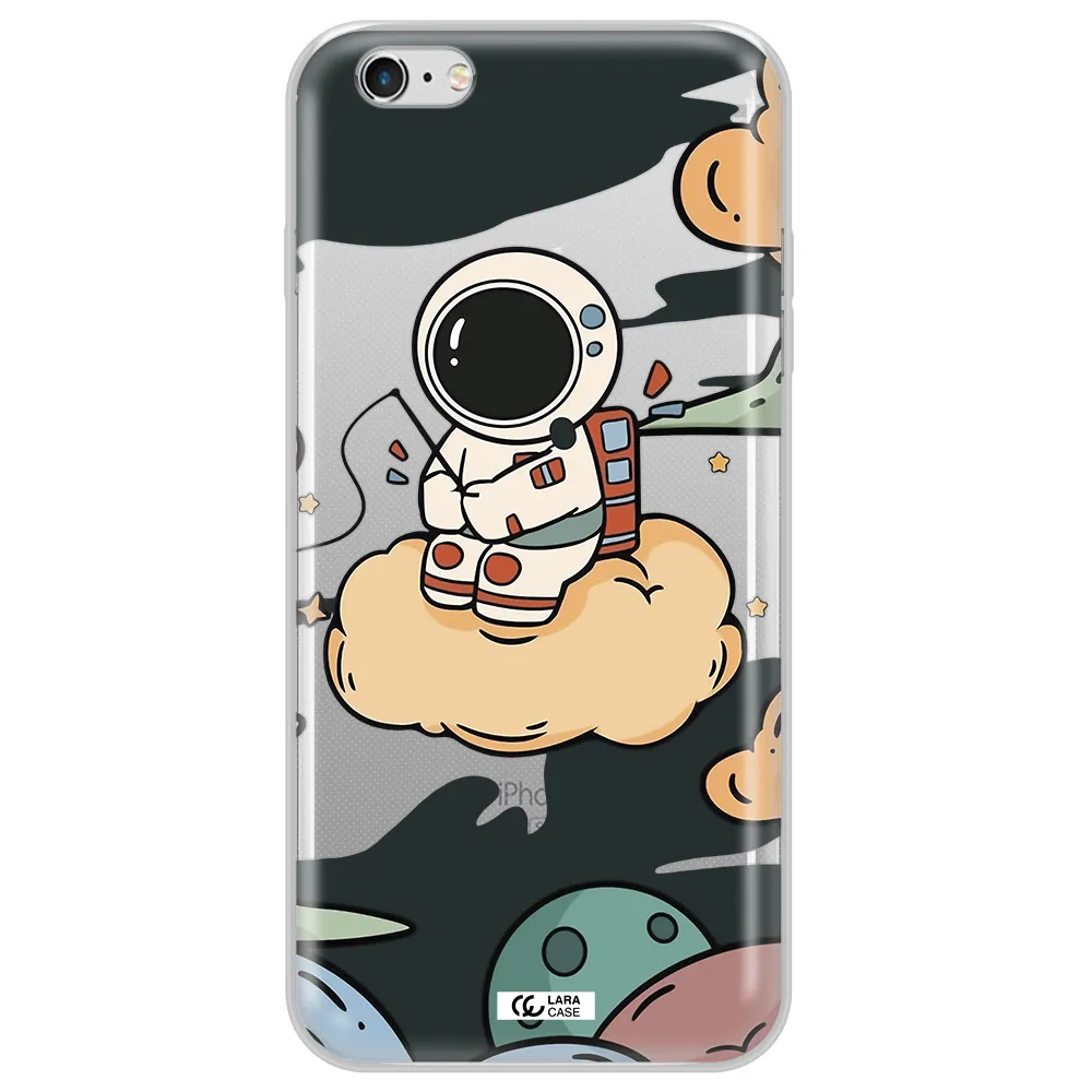 a cartoon astronaut sitting on a cloud Apple iPhone 6S Clear TPU Case