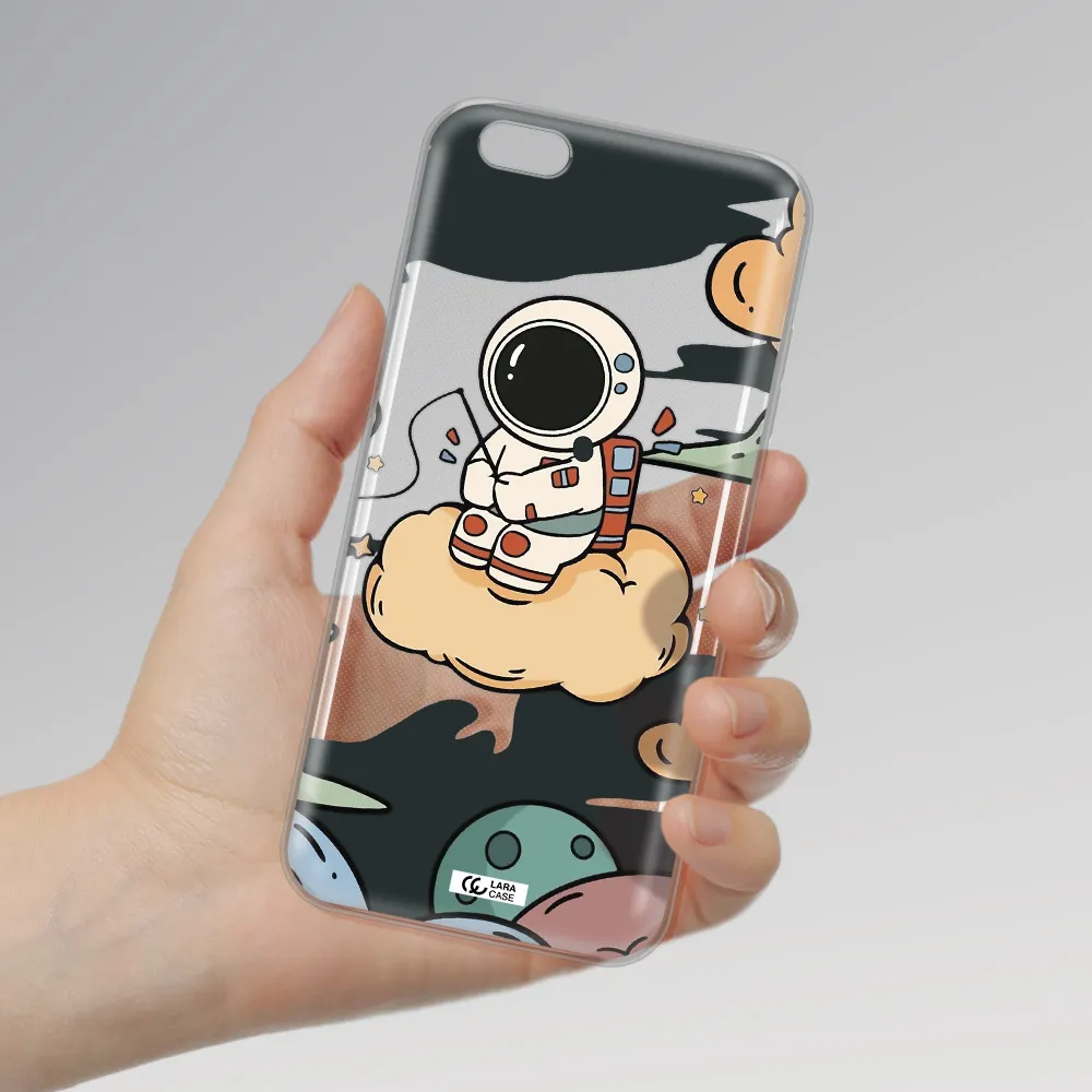 a cartoon astronaut sitting on a cloud Apple iPhone 6S Clear TPU Case