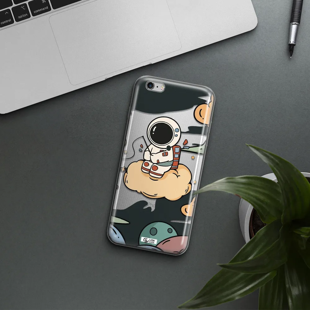 a cartoon astronaut sitting on a cloud Apple iPhone 6S Clear TPU Case