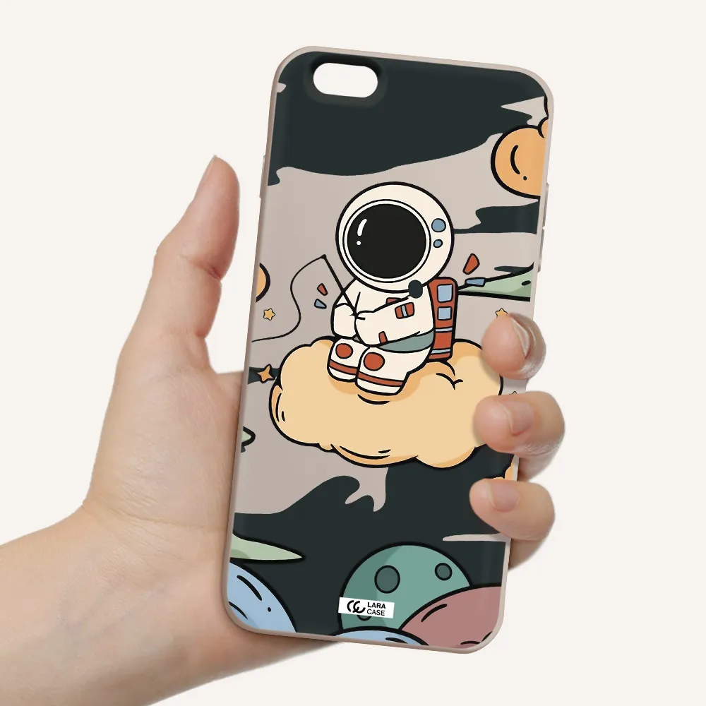 a cartoon astronaut sitting on a cloud Apple iPhone 6S Silicone Stone Case