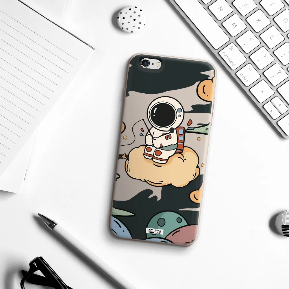 a cartoon astronaut sitting on a cloud Apple iPhone 6S Silicone Stone Case