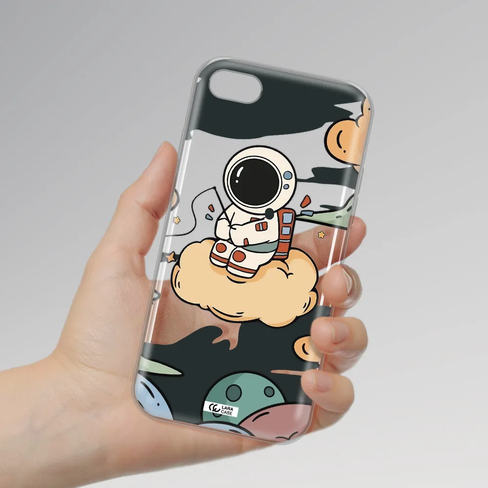 a cartoon astronaut sitting on a cloud Apple iPhone 7 Clear TPU Case