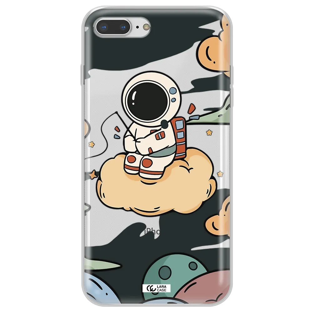 a cartoon astronaut sitting on a cloud Apple iPhone 7 plus Clear TPU Case