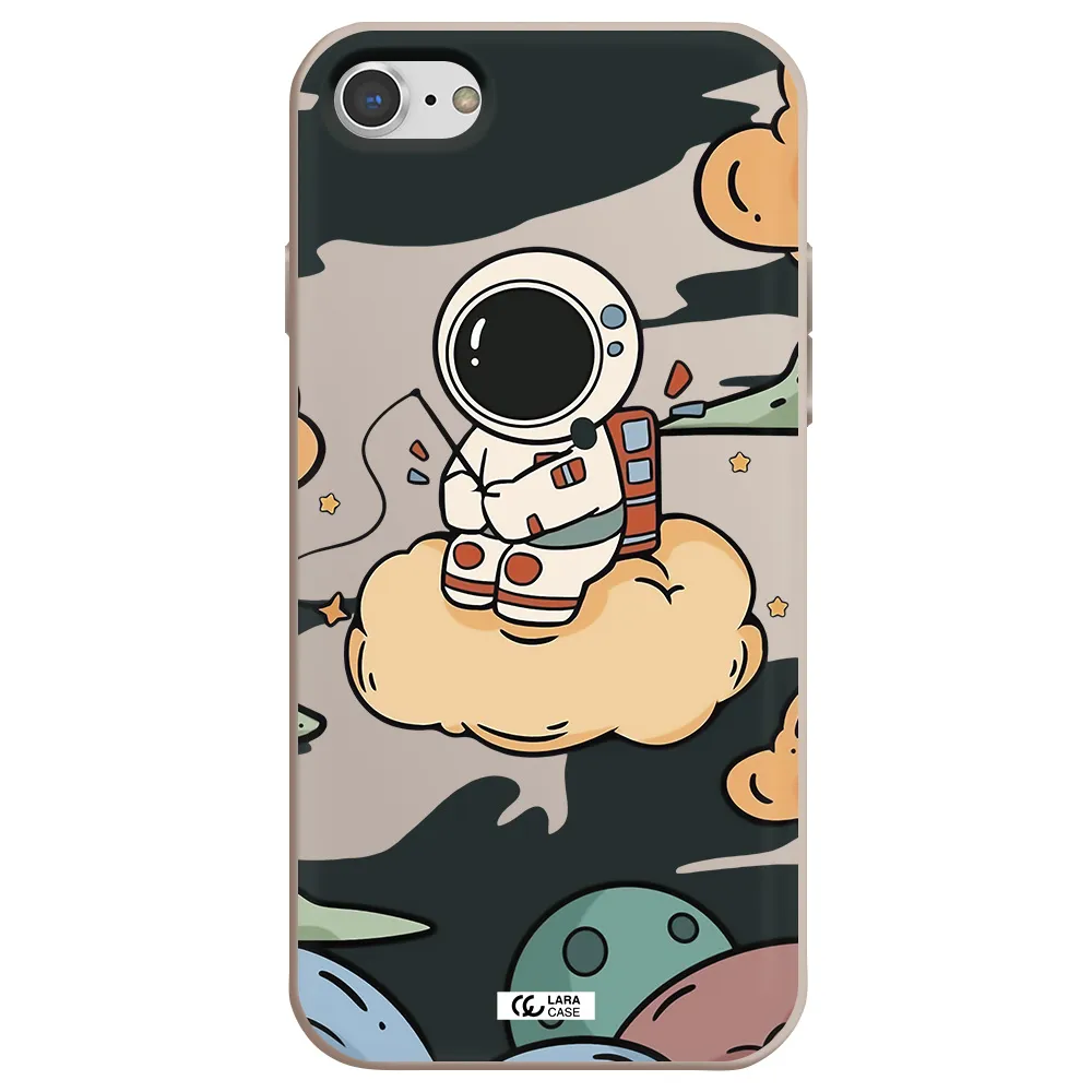 a cartoon astronaut sitting on a cloud Apple iPhone 7 Silicone Stone Case