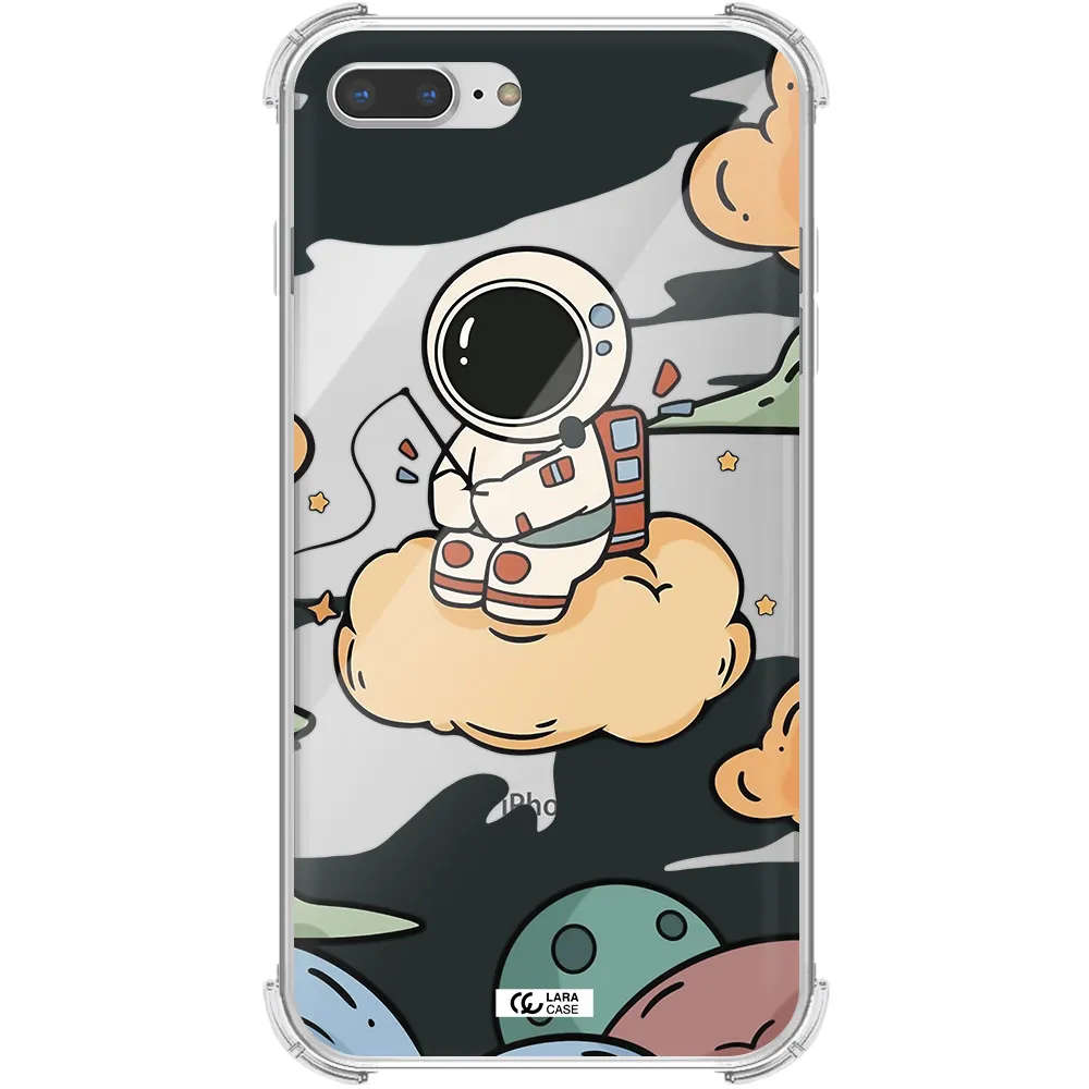 a cartoon astronaut sitting on a cloud Apple iPhone 8 plus Clear PC Case