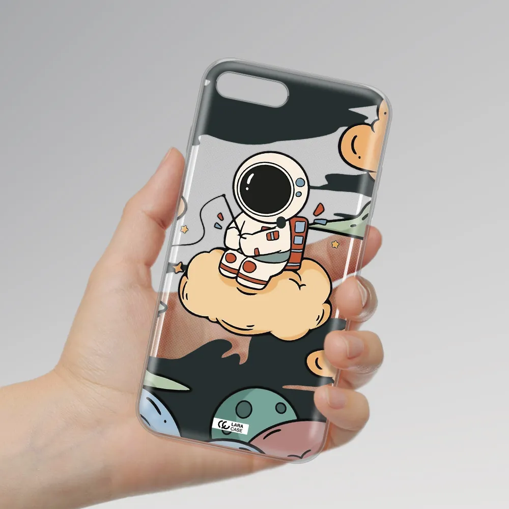 a cartoon astronaut sitting on a cloud Apple iPhone 8 plus Clear TPU Case