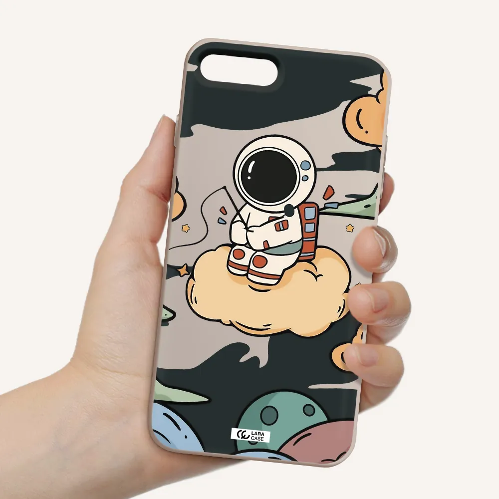 a cartoon astronaut sitting on a cloud Apple iPhone 8 plus Silicone Stone Case