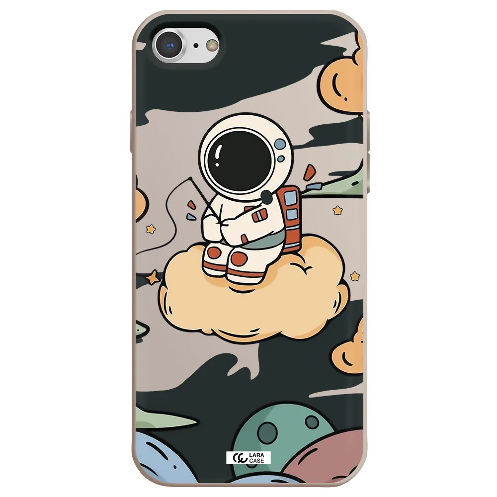a cartoon astronaut sitting on a cloud Apple iPhone 8 Silicone Stone Case