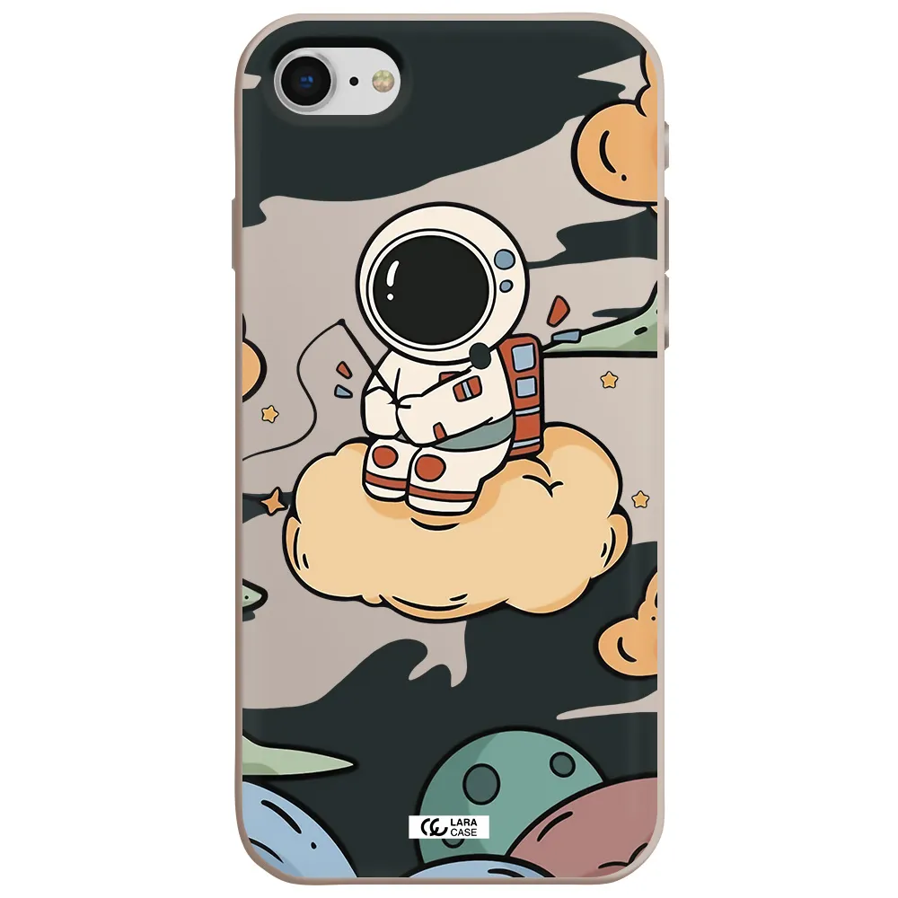 a cartoon astronaut sitting on a cloud Apple iPhone se 2020 Silicone Stone Case