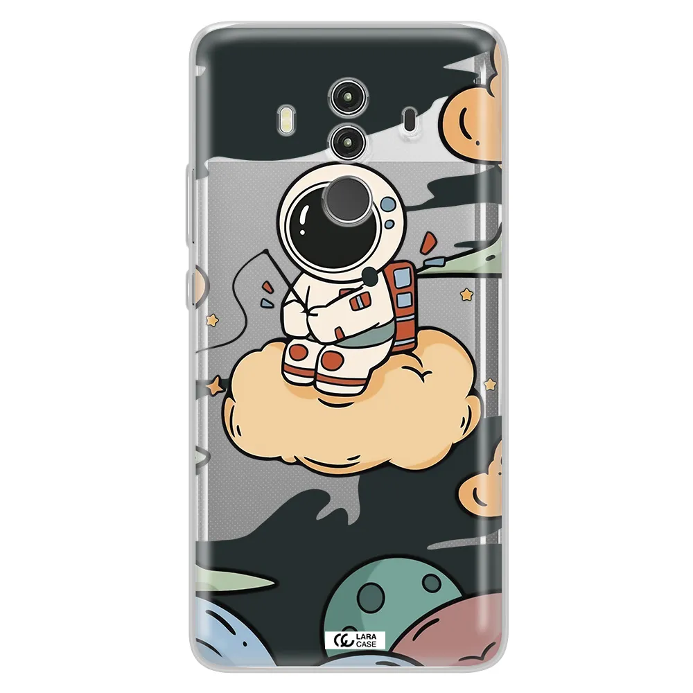 a cartoon astronaut sitting on a cloud Huawei Mate 10 Clear TPU Case