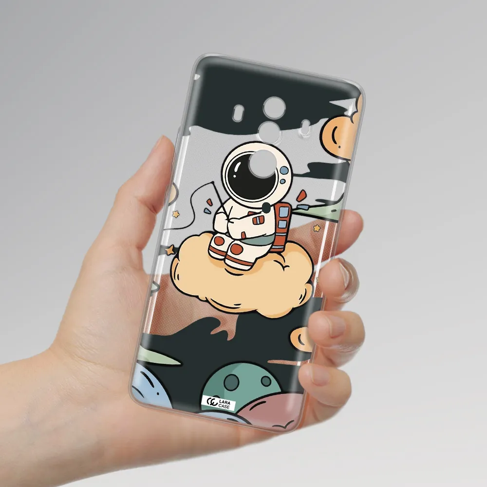 a cartoon astronaut sitting on a cloud Huawei Mate 10 Clear TPU Case