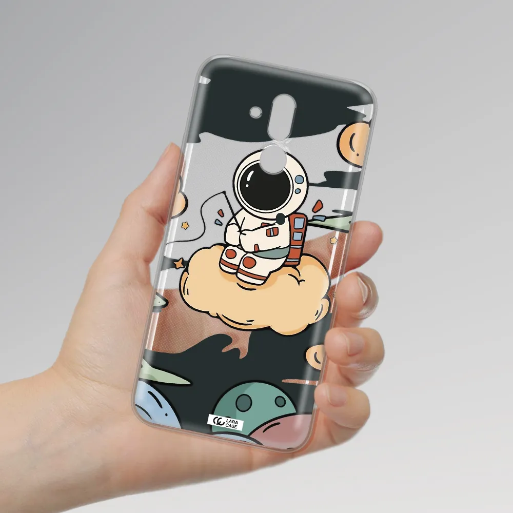 a cartoon astronaut sitting on a cloud Huawei Mate 20 Lite Clear TPU Case