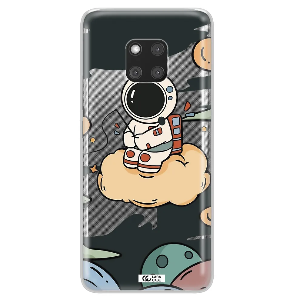 a cartoon astronaut sitting on a cloud Huawei Mate 20 Pro Clear TPU Case