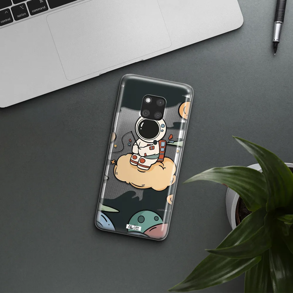 a cartoon astronaut sitting on a cloud Huawei Mate 20 Pro Clear TPU Case