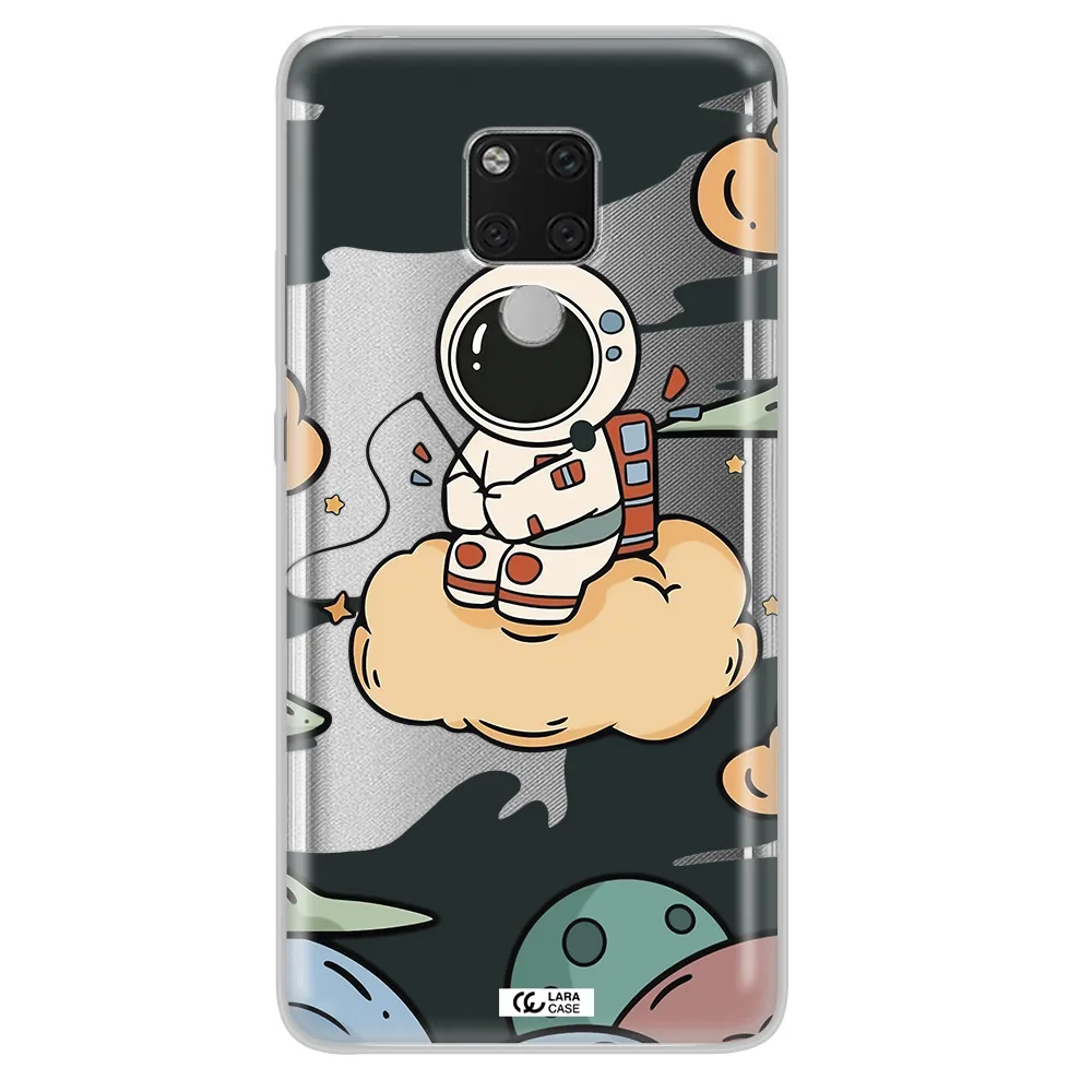 a cartoon astronaut sitting on a cloud Huawei Mate 20X Clear TPU Case