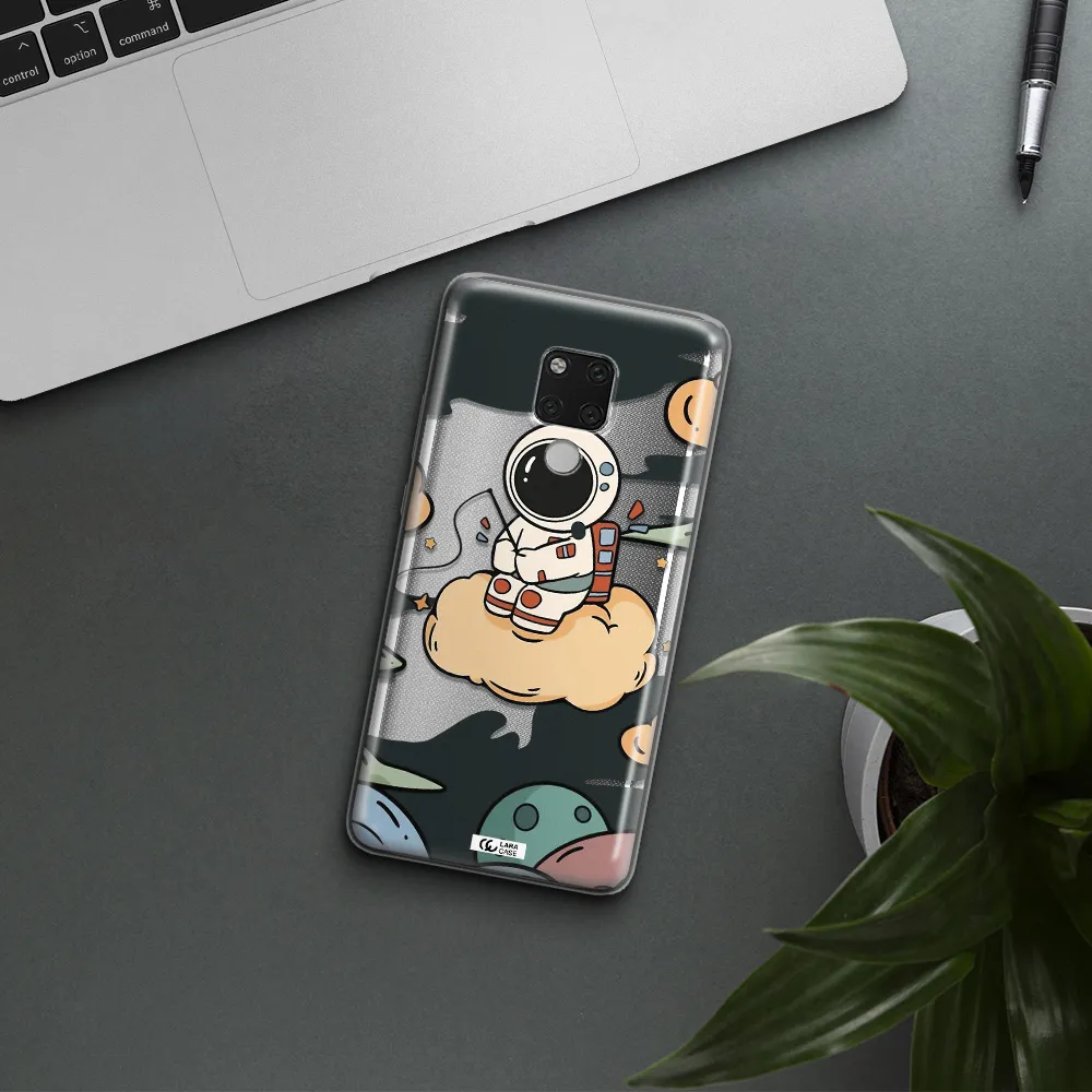 a cartoon astronaut sitting on a cloud Huawei Mate 20X Clear TPU Case