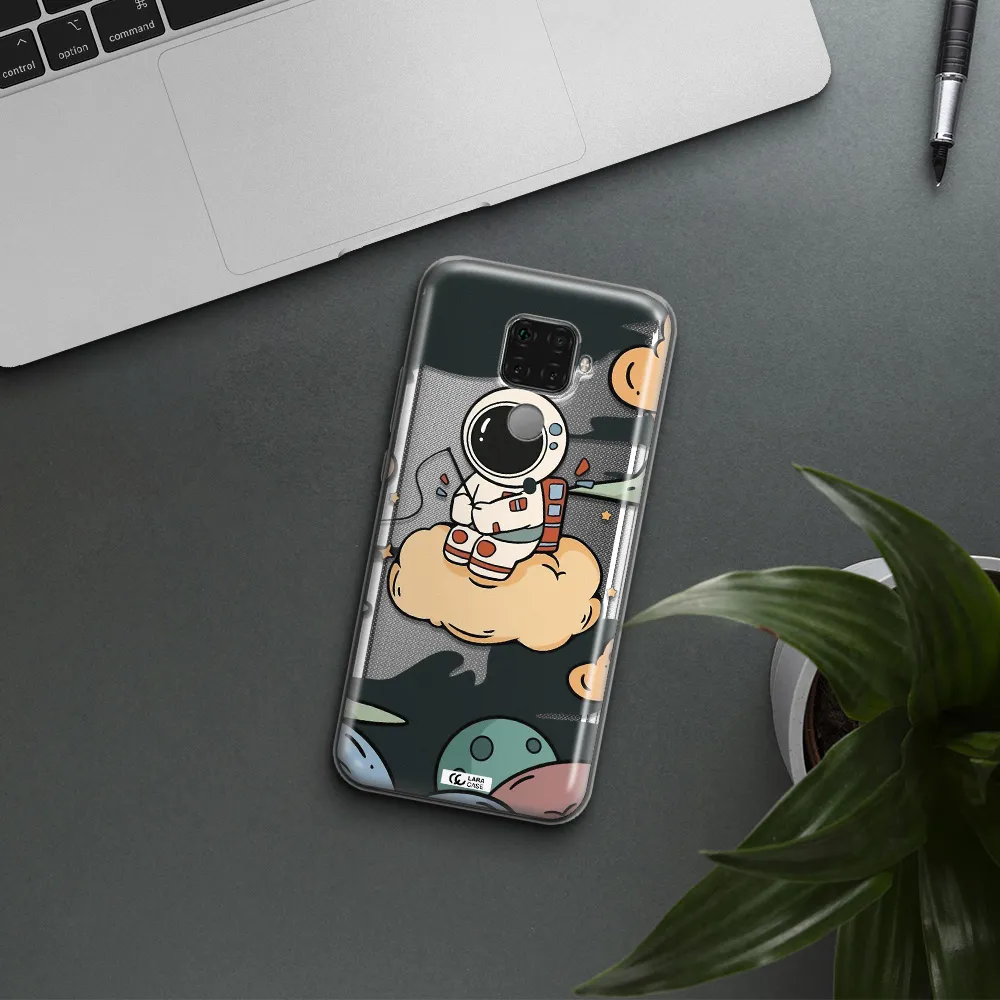 a cartoon astronaut sitting on a cloud Huawei Mate 30 Lite Clear TPU Case