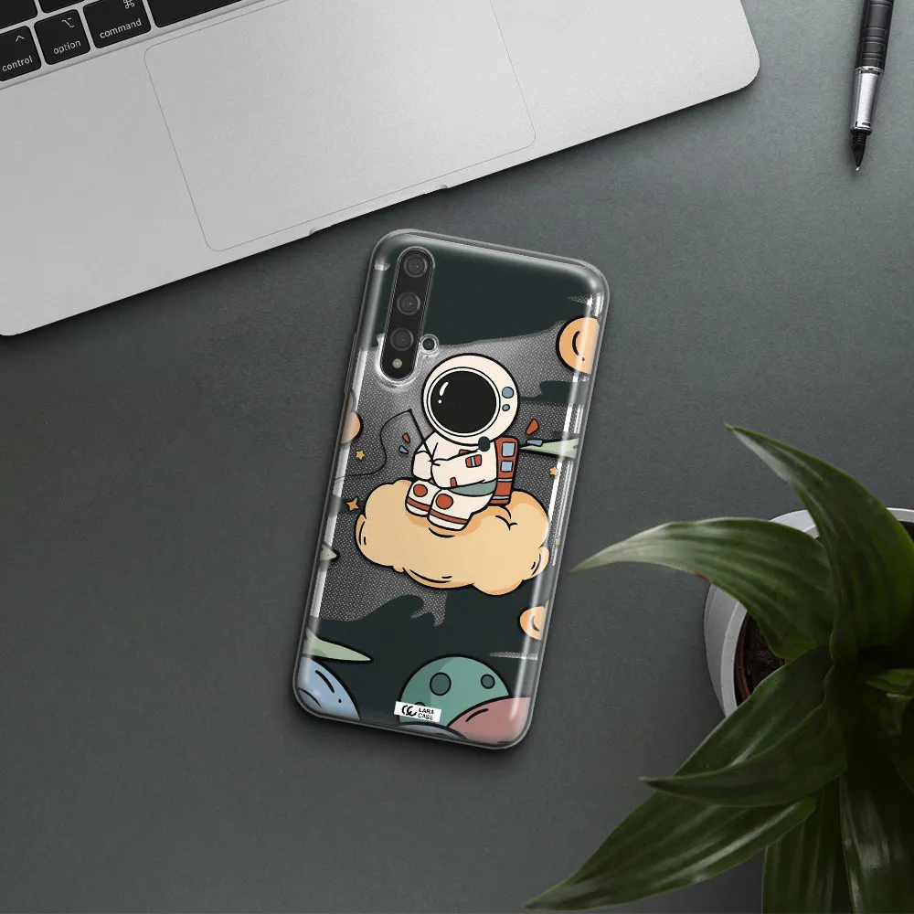 a cartoon astronaut sitting on a cloud Huawei Nova 5t Clear TPU Case