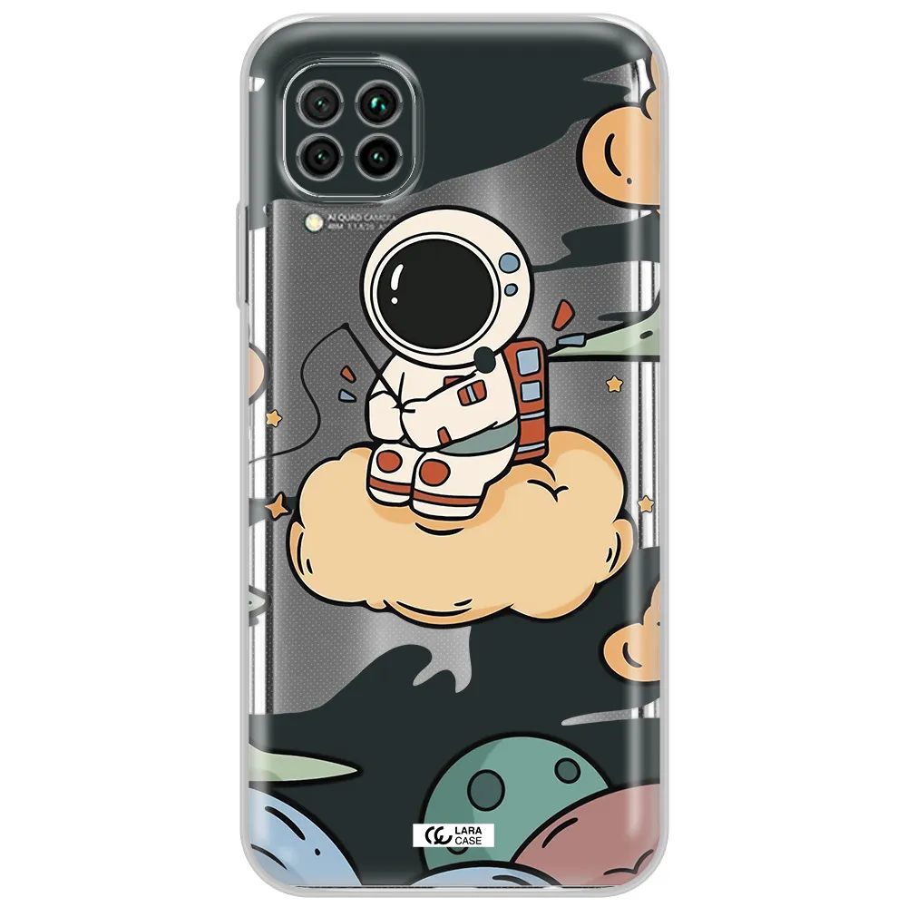 A Cartoon Astronaut Sitting On A Cloud Huawei Nova 7I Clear Tpu Case