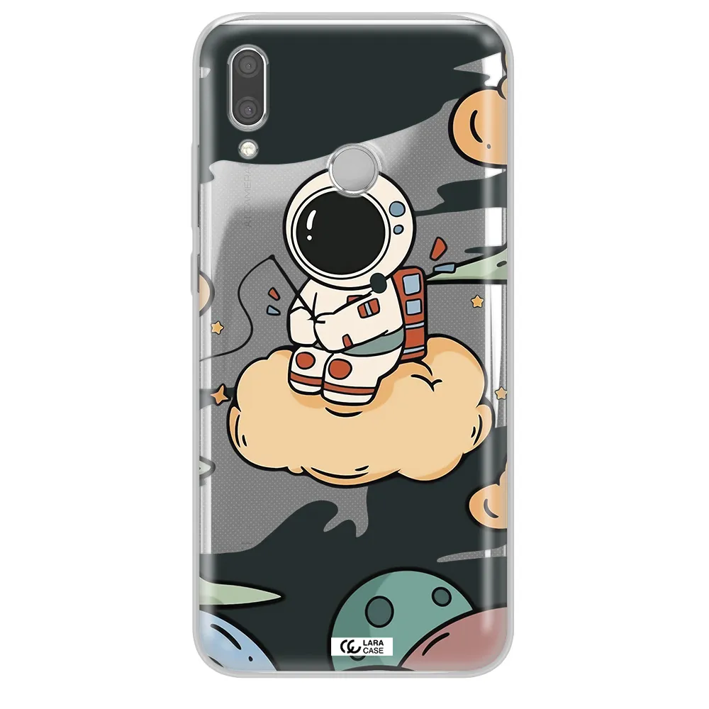 a cartoon astronaut sitting on a cloud Huawei P Smart 2019 Clear TPU Case