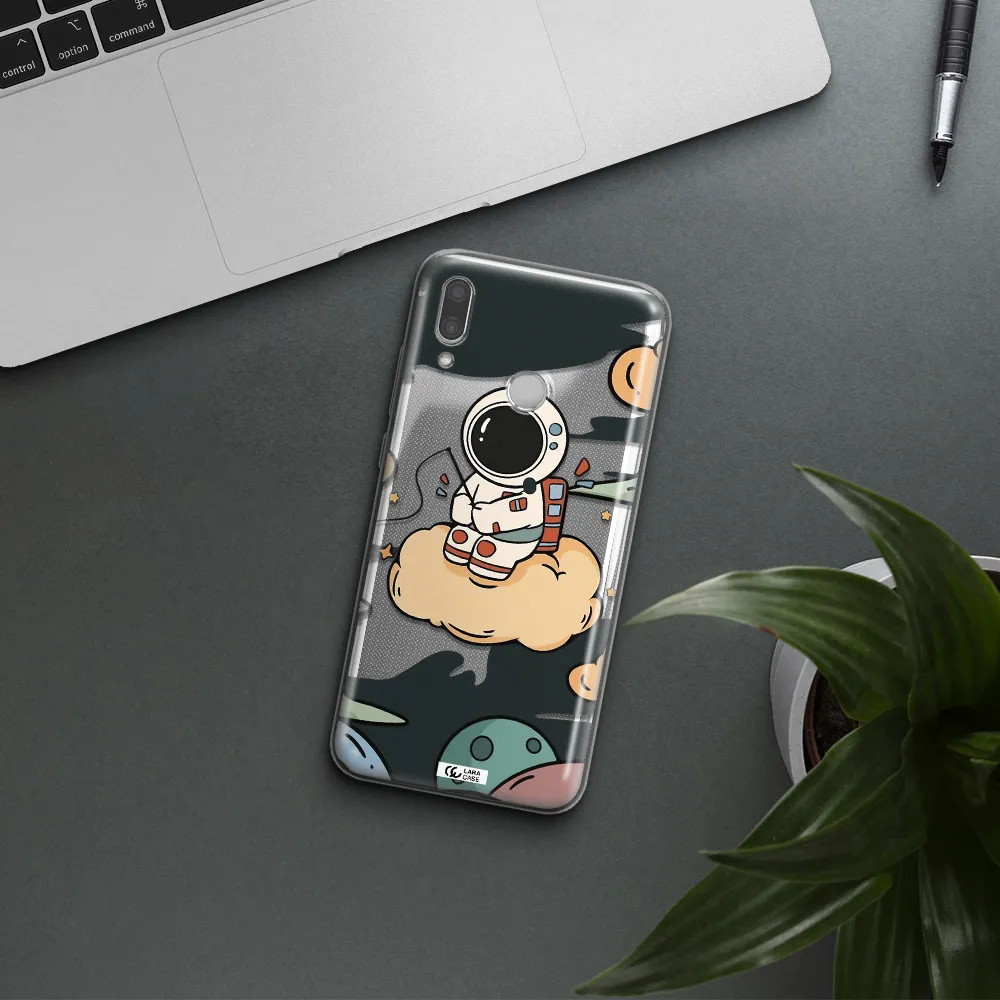 a cartoon astronaut sitting on a cloud Huawei P Smart 2019 Clear TPU Case