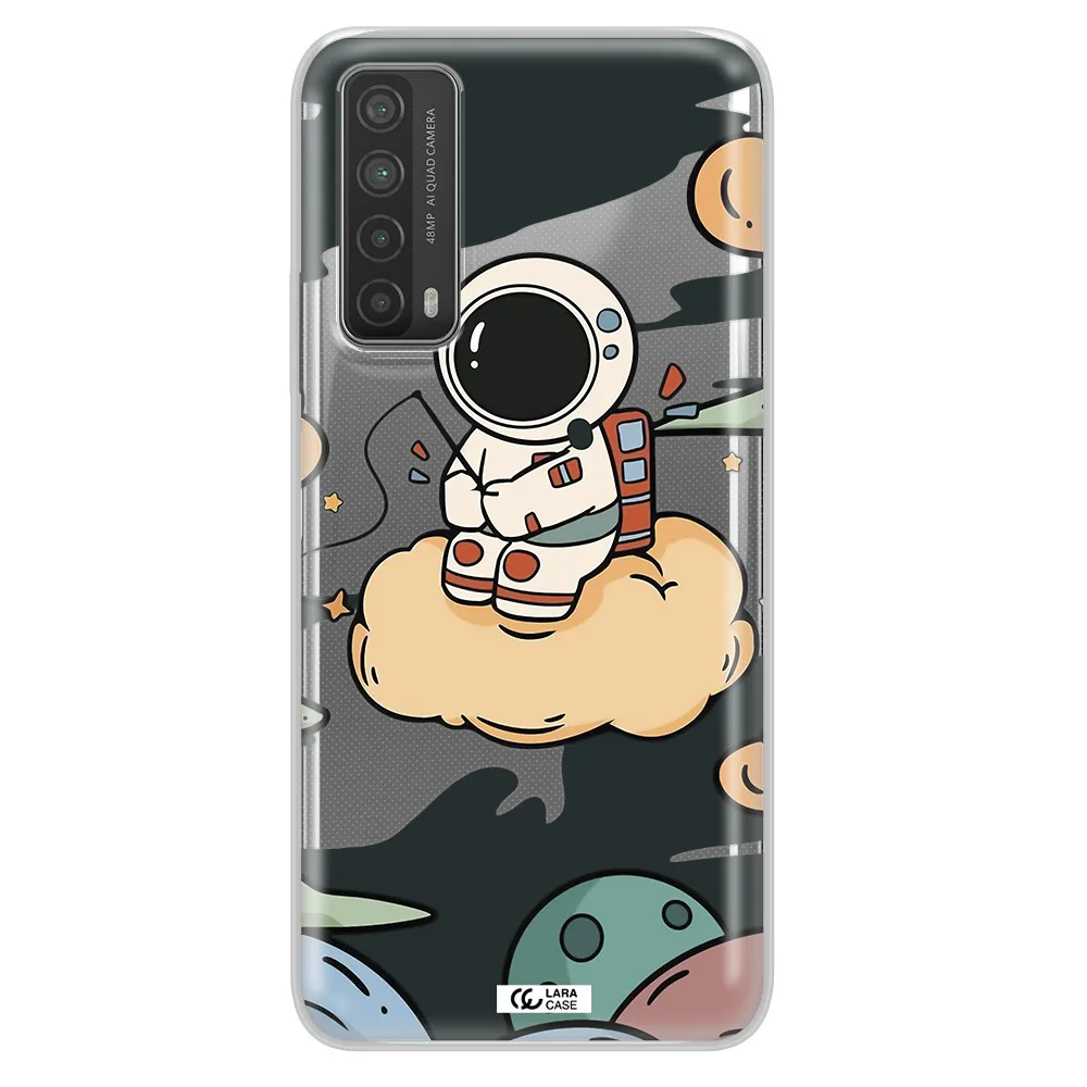 a cartoon astronaut sitting on a cloud Huawei P Smart 2021 Clear TPU Case